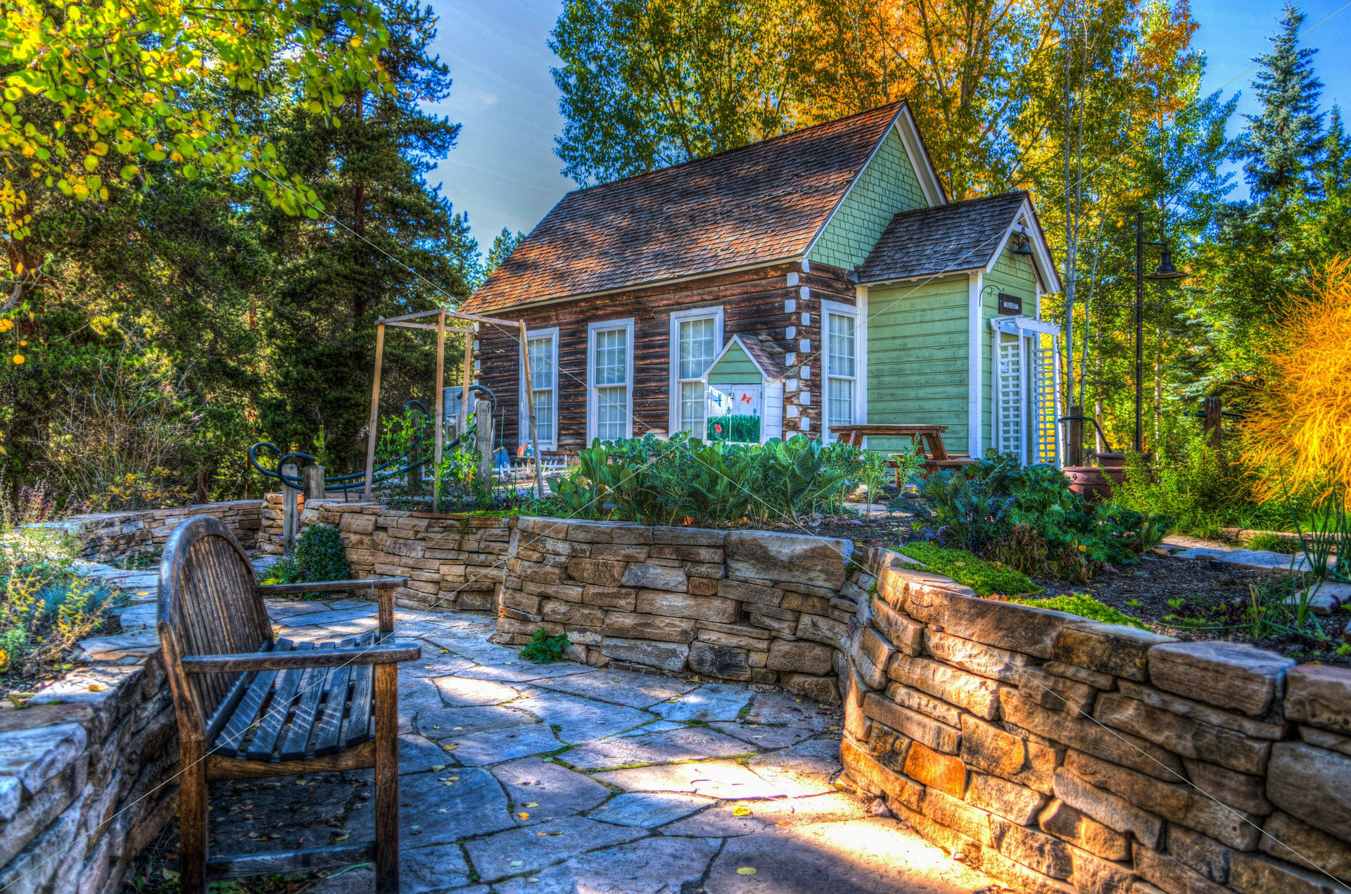 architecture autumn bench